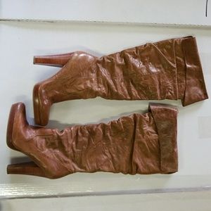 Jessica Simpson tan knee boots high heel 8.5